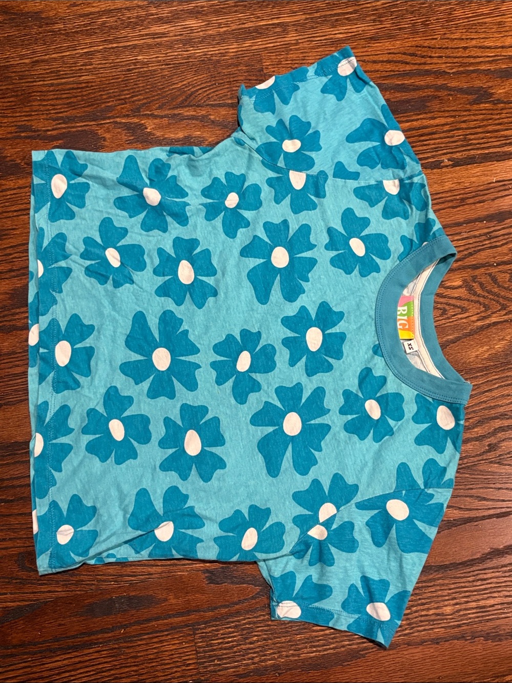 Big Bud Press Teal Blue Floral Short-Sleeve Tee